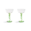 &Klevering Set of 2 Green Twisted Coupe Glasses, 300ml Hot
