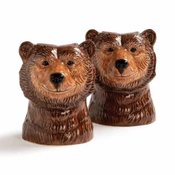 &Klevering Set of 2 Grizzly Bear Salt and Pepper Shakers New