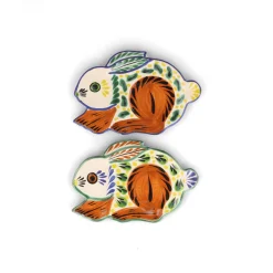 Gorky Pottery Set of 2 Mexican Hand Painted Rabbit Plates, 17cm Discount