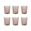 Bright Glassware Set of 6 Pink Hobstar Tumbler, 350ml Clearance