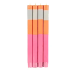 British Colour Standard Set of 4 Pink Orange Colourblock Candles Hot