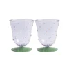 &Klevering Set of 2 Purple Dotted Water Glasses, 200ml Clearance