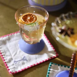 &Klevering Set of 2 Purple Dotted Water Glasses, 200ml Clearance