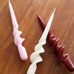 &Klevering Set of 3 Red and Purple Spiral Candles Best