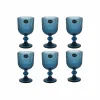 Bright Glassware Set of 6 Ribbed Blue Wine Glasses, 255ml Discount