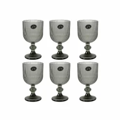 Bright Glassware Set of 6 Ribbed Green Wine Glasses, 255ml Hot