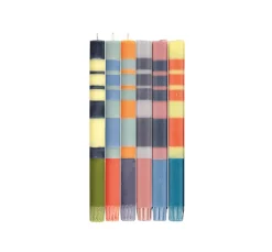 British Colour Standard Set of 6 Striped Dinner Candles - Warm Tones, Multicolour Best