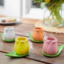 Balvi Set of 4 Tulip Espresso Cups, 100ml New