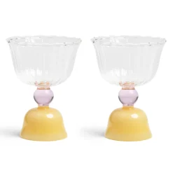 &Klevering Set of 2 Yellow Tulip Coupe Glasses, 200ml Outlet