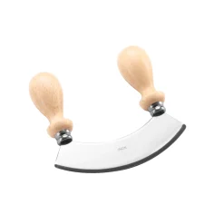 Eppicotispai Stainless Steel 6-Inch Mezzaluna Chopper/Mincer with Wooden Handle Hot