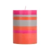 British Colour Standard Striped Pillar Candle, Orange & Pink, 10cm Sale
