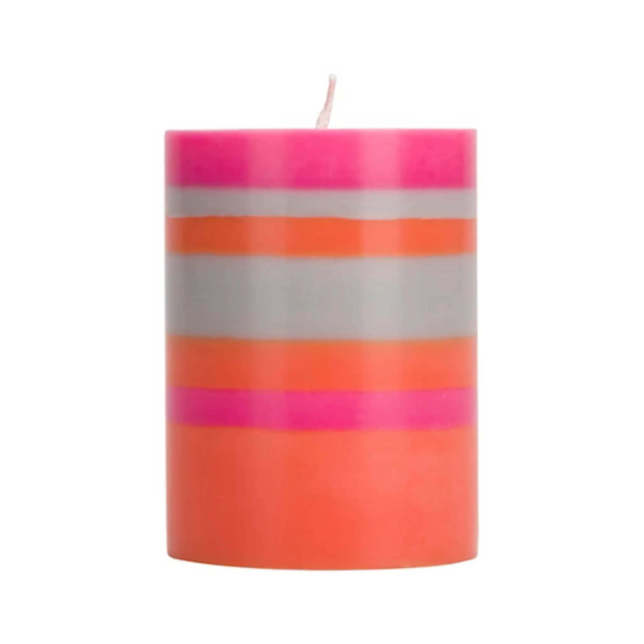 British Colour Standard Striped Pillar Candle, Orange & Pink, 10cm Sale