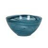 Turkish Tableware Teal Marble Glass Serving Bowl, 25cm Hot