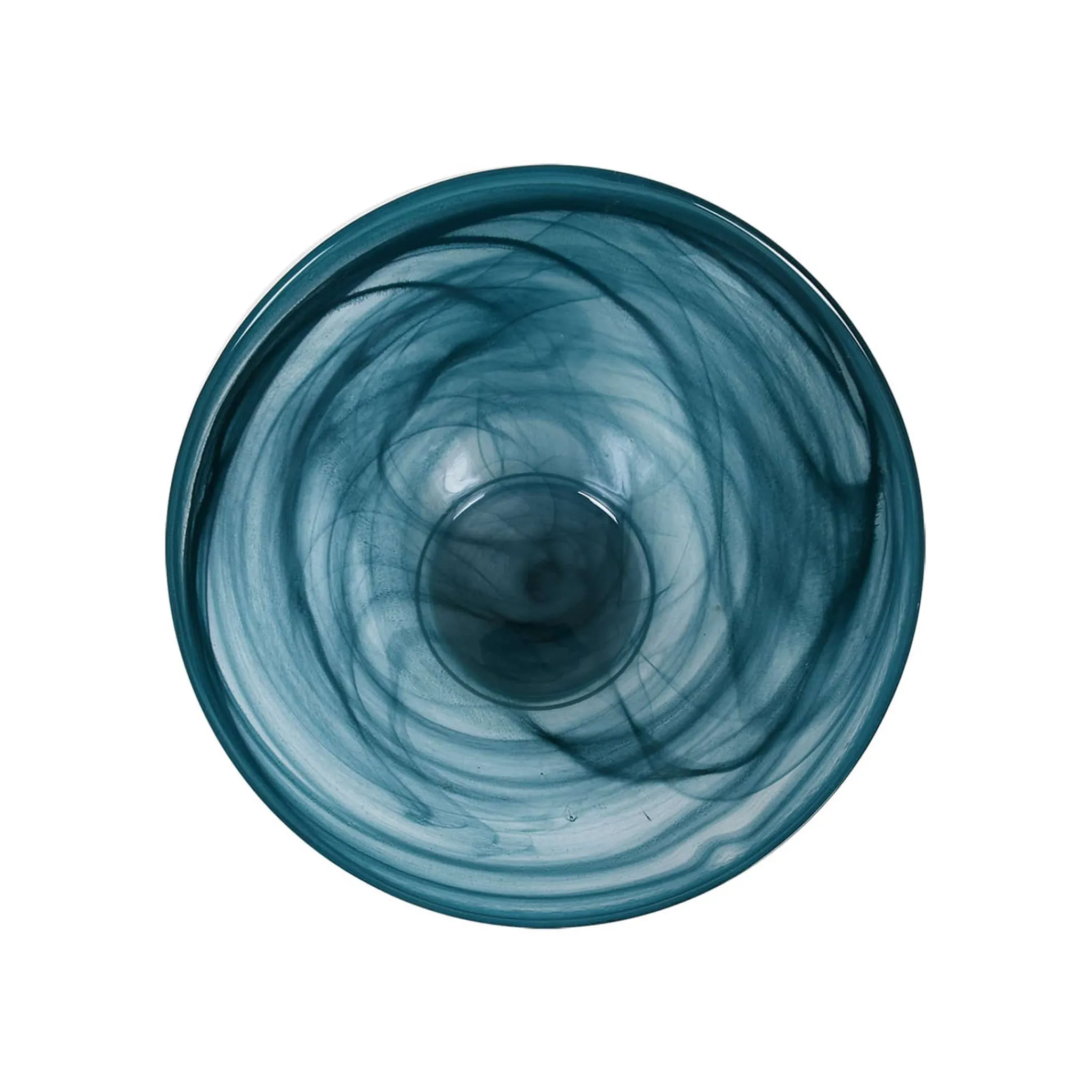 Turkish Tableware Teal Marble Glass Serving Bowl, 25cm Hot