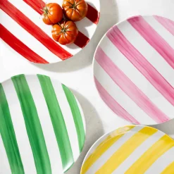 The Platera Pink Stripe Porcelain Dinner Plate, 27.5cm New