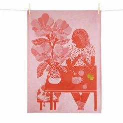 Tissage Moutet Les Pommes Embroidered French Jacquard Tea Towel New