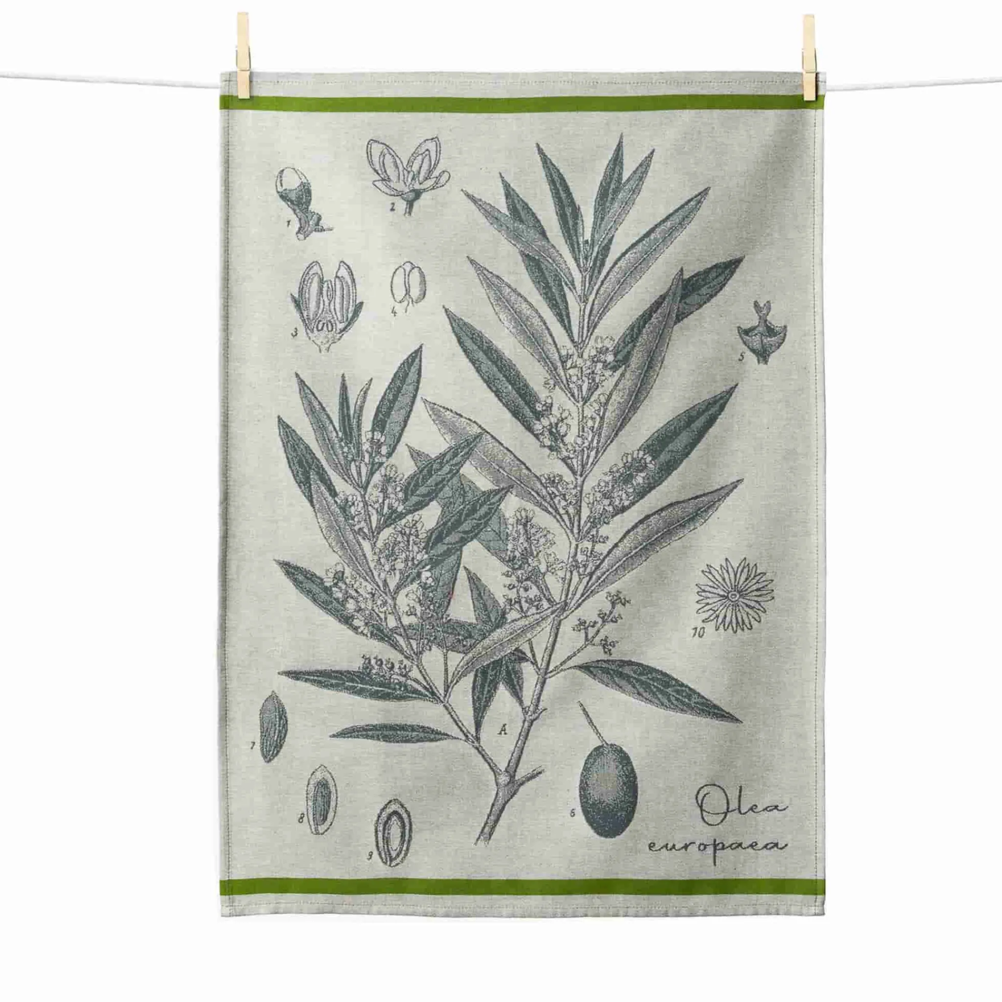 Tissage Moutet Olive French Jacquard Tea Towel Discount