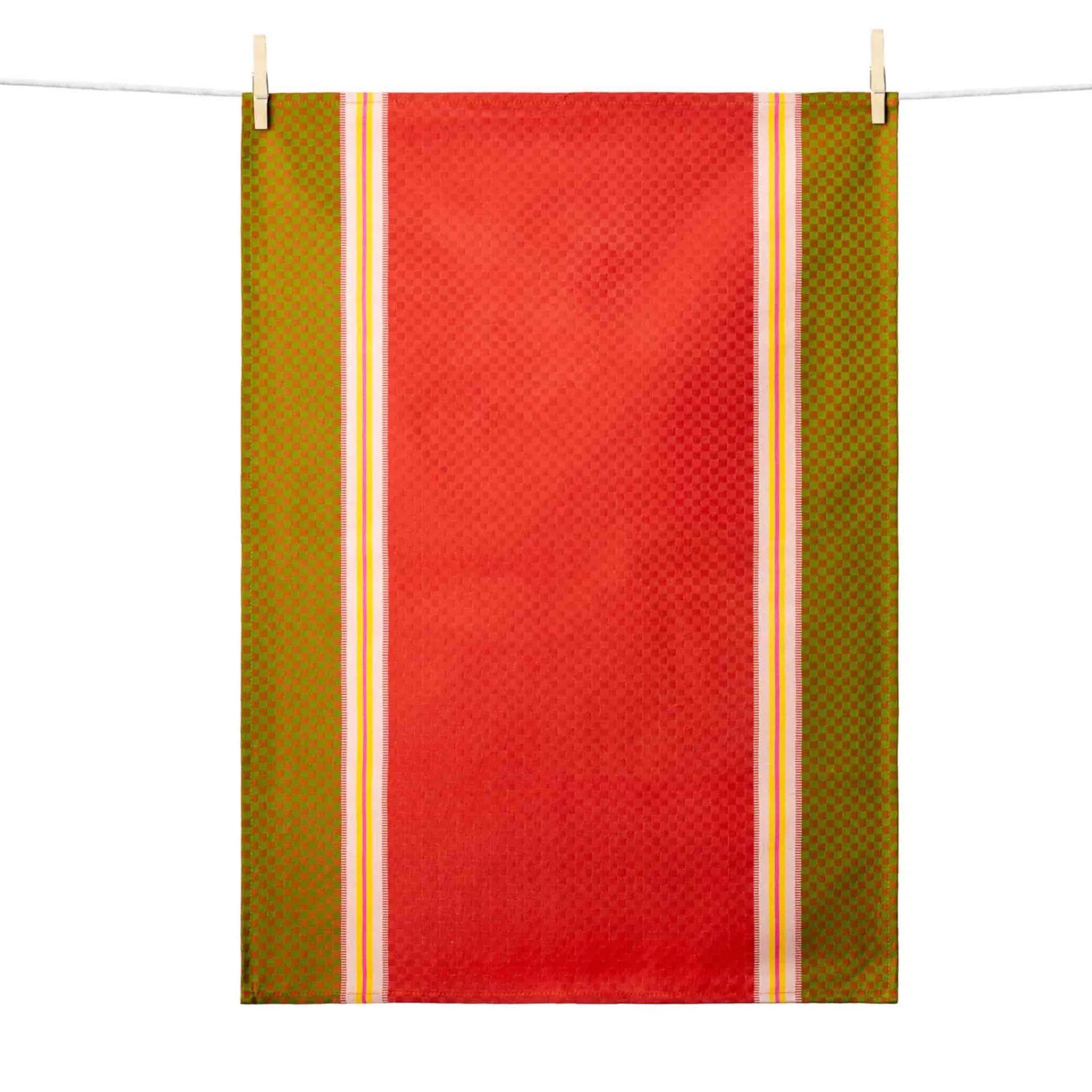 Tissage Moutet Red & Green French Jacquard Tea Towel