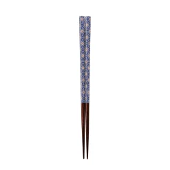 Kawai Co. Ltd Traditional Japanese Lancewood Navy Asanoha Washi Chopsticks, 23cm Clearance