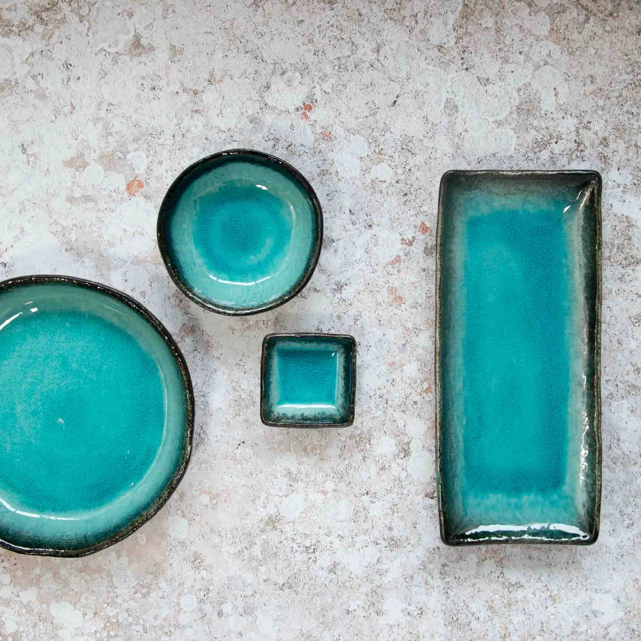 Kiji Stoneware & Ceramics Turquoise Crackle Glaze Platter Best