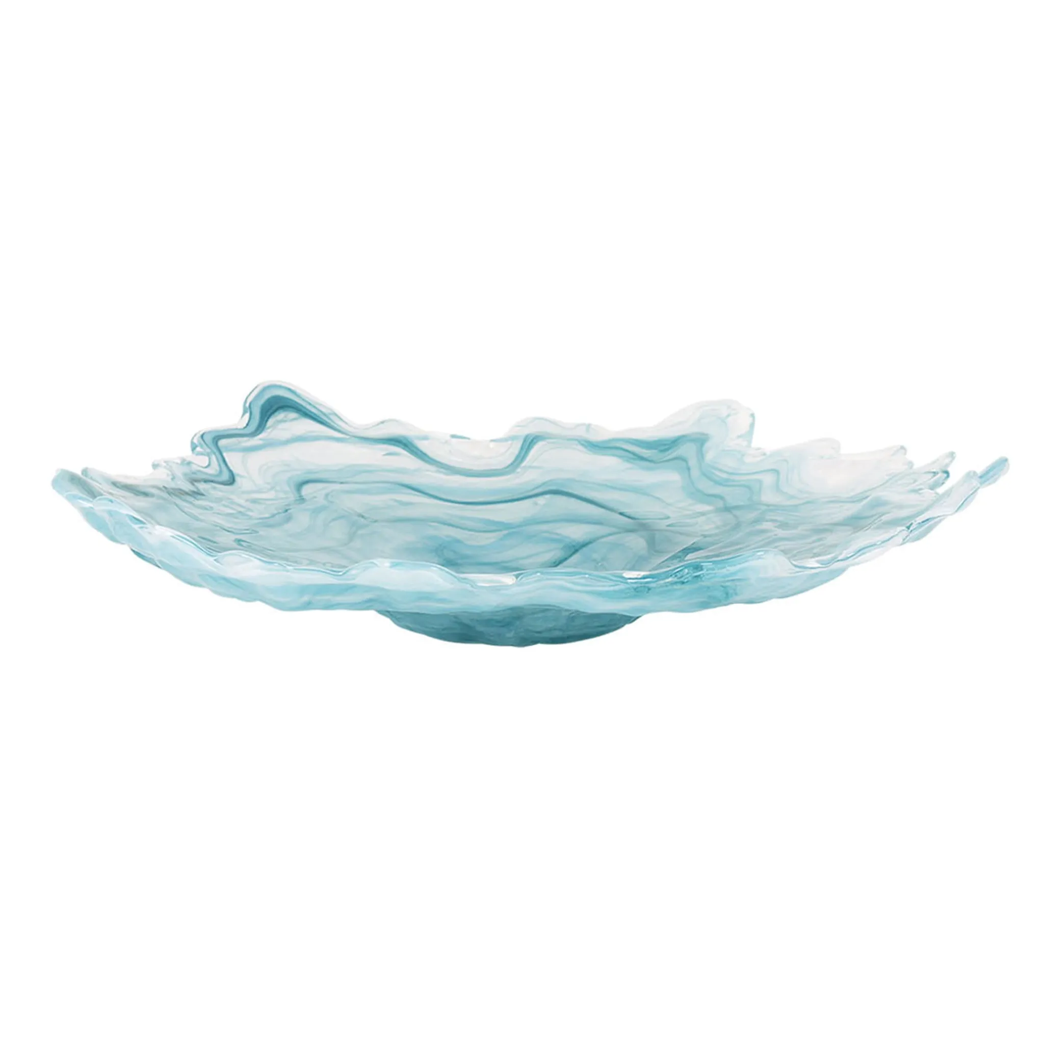 Turkish Tableware Turquoise Marble Glass Serving Tray, 39cm Discount