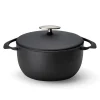 Unilloy Black Japanese Lightweight Cast Iron Dutch Oven, 22cm Clearance