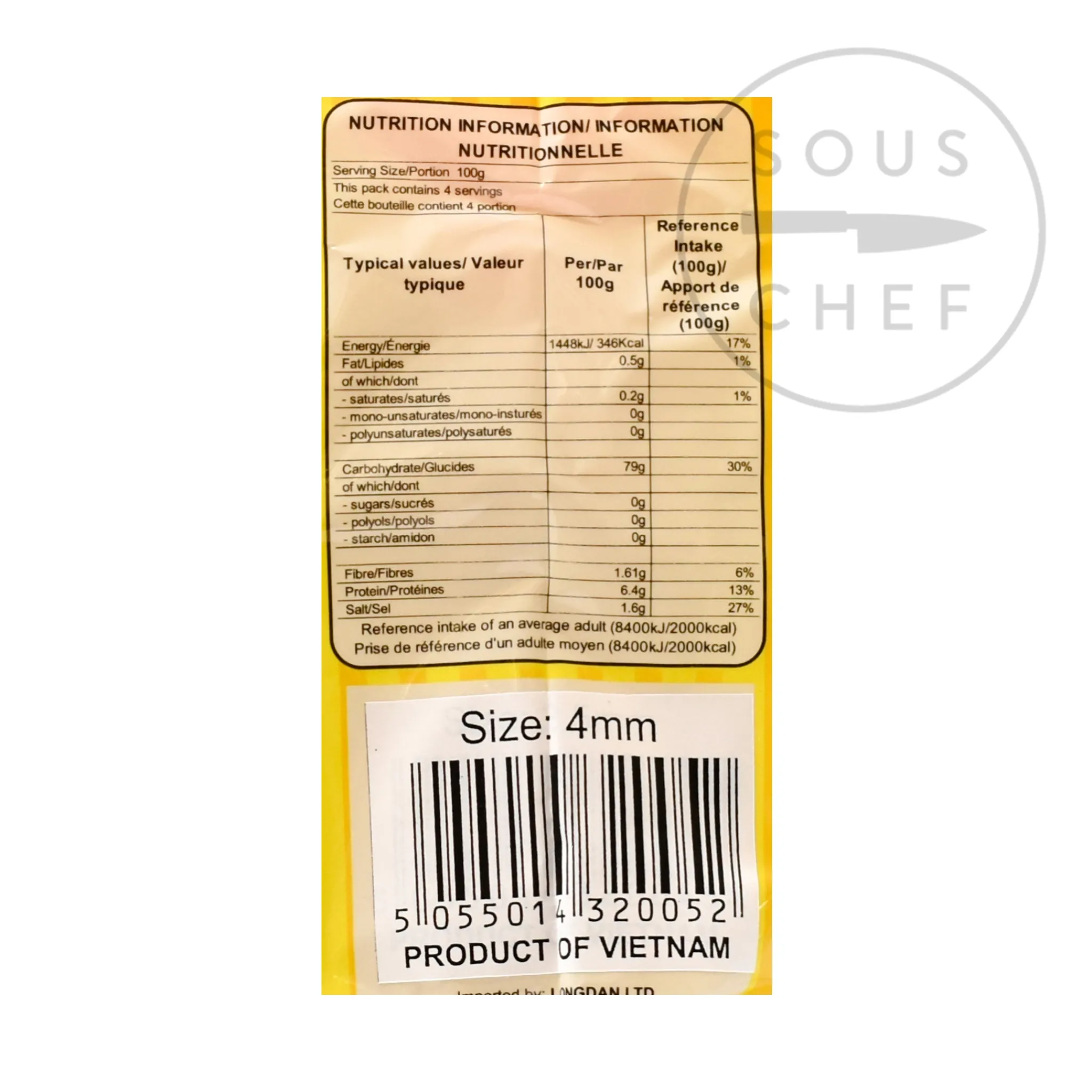 Longdan Vietnamese Rice Pho Noodles Bahn Pho, 4mm, 400g