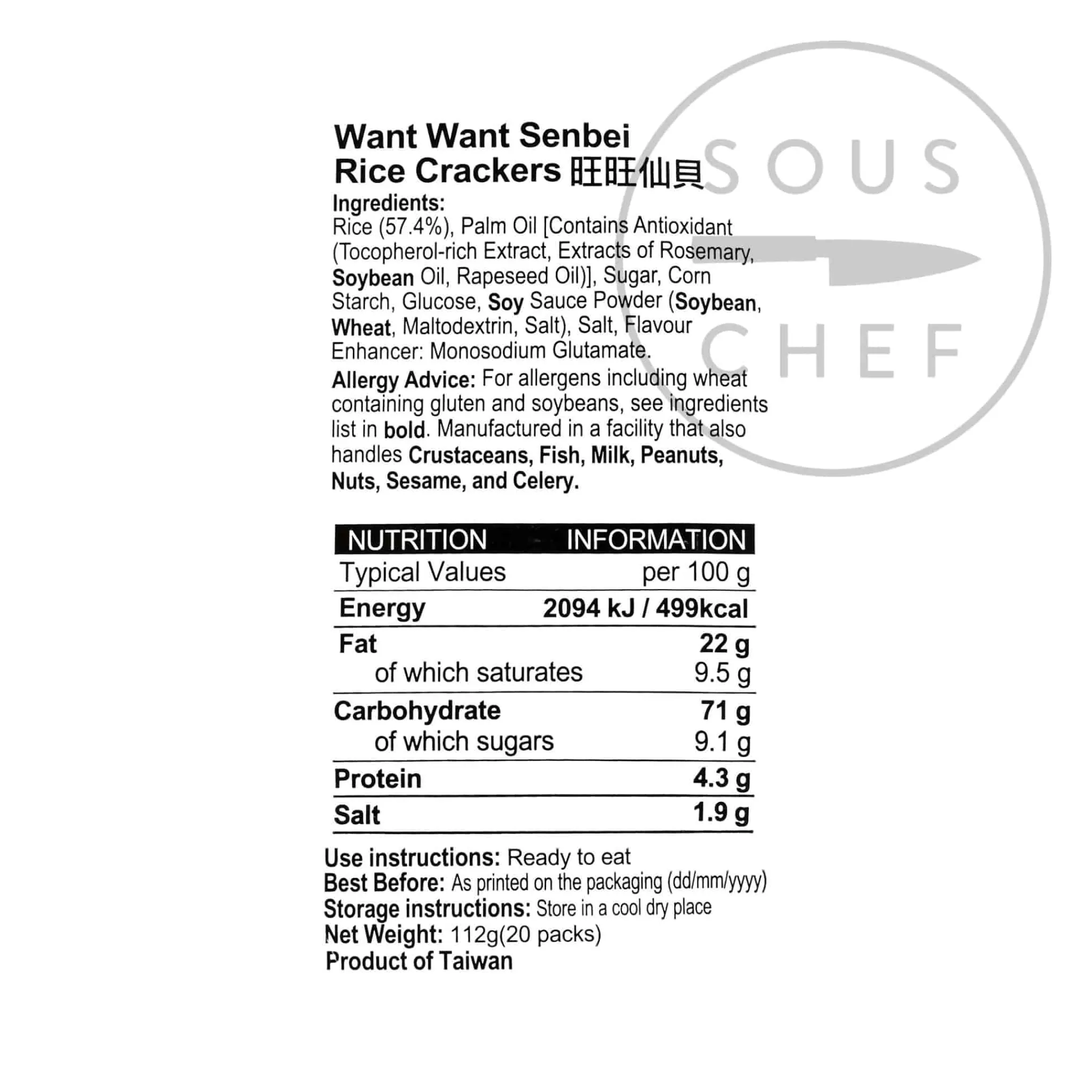 Want Want Senbei Rice Crackers, 112g Hot