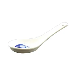 Chinese Tableware White & Blue Carp Rice Spoon, 13cm Sale