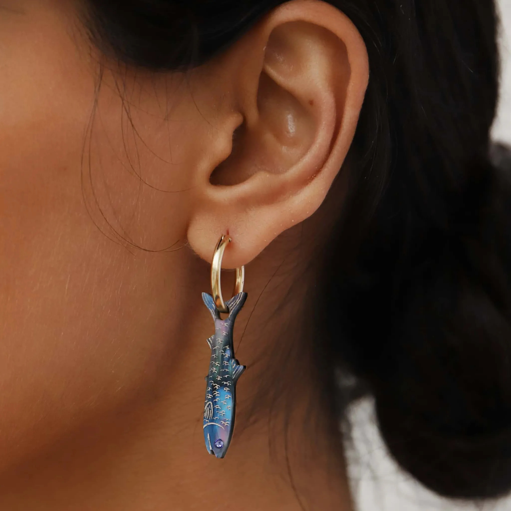 Wolf & Moon Anchovy Hoop Earrings New