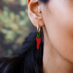 Wolf & Moon Chilli Pepper Hoop Earrings