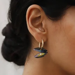 Wolf & Moon Mussel Hoop Earrings Clearance