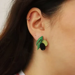 Wolf & Moon Olive Stud Earrings Outlet