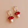 Wolf & Moon Red Mushroom Hoop Earrings Online