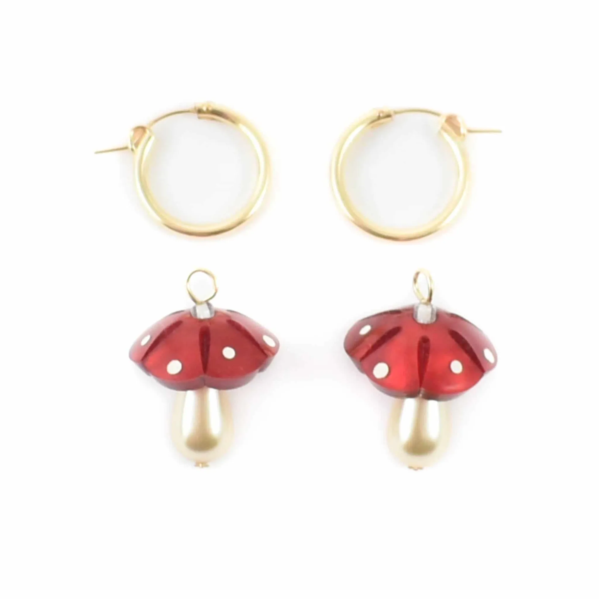 Wolf & Moon Red Mushroom Hoop Earrings Online