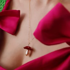 Wolf & Moon Red Mushroom Necklace Best