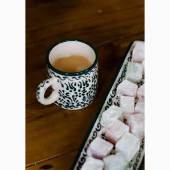 El Boyali Seramikler Yesil Ve Beyaz Boyali Coffee Cup, 140ml Discount