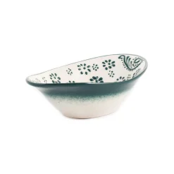 El Boyali Seramikler Yesil Ve Beyaz Boyali Oval Bowl, 16cm Clearance
