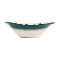 El Boyali Seramikler Yesil Ve Beyaz Boyali Oval Bowl, 16cm Clearance