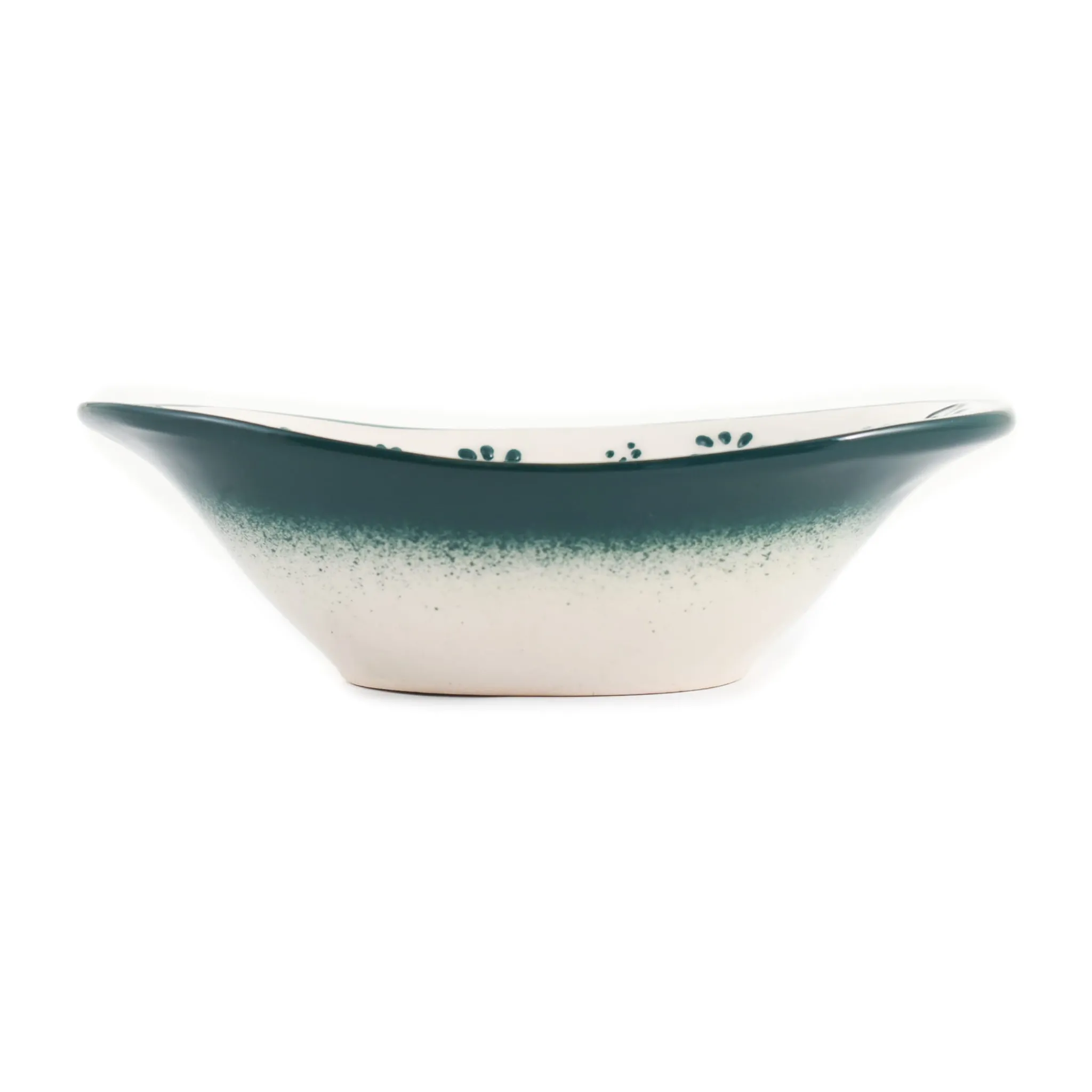 El Boyali Seramikler Yesil Ve Beyaz Boyali Oval Bowl, 16cm Clearance