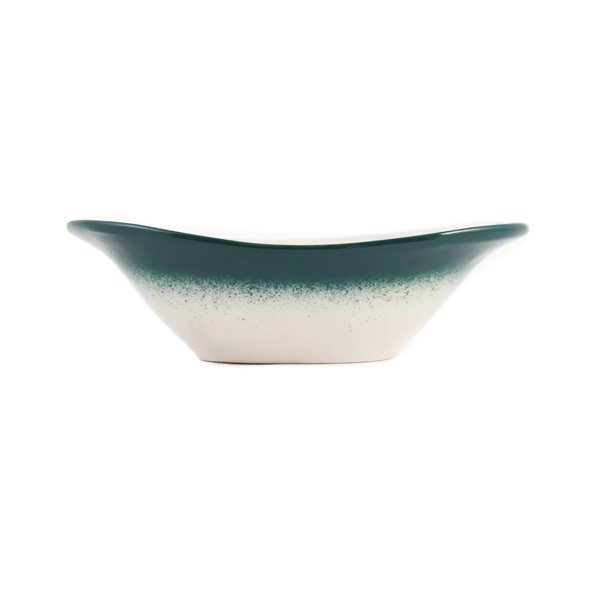 El Boyali Seramikler Yesil Ve Beyaz Boyali Oval Bowl, 16cm Clearance