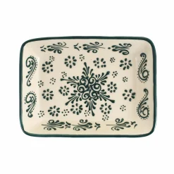 El Boyali Seramikler Yesil Ve Beyaz Boyali Rectangular Serving Dish, 18x13cm Best