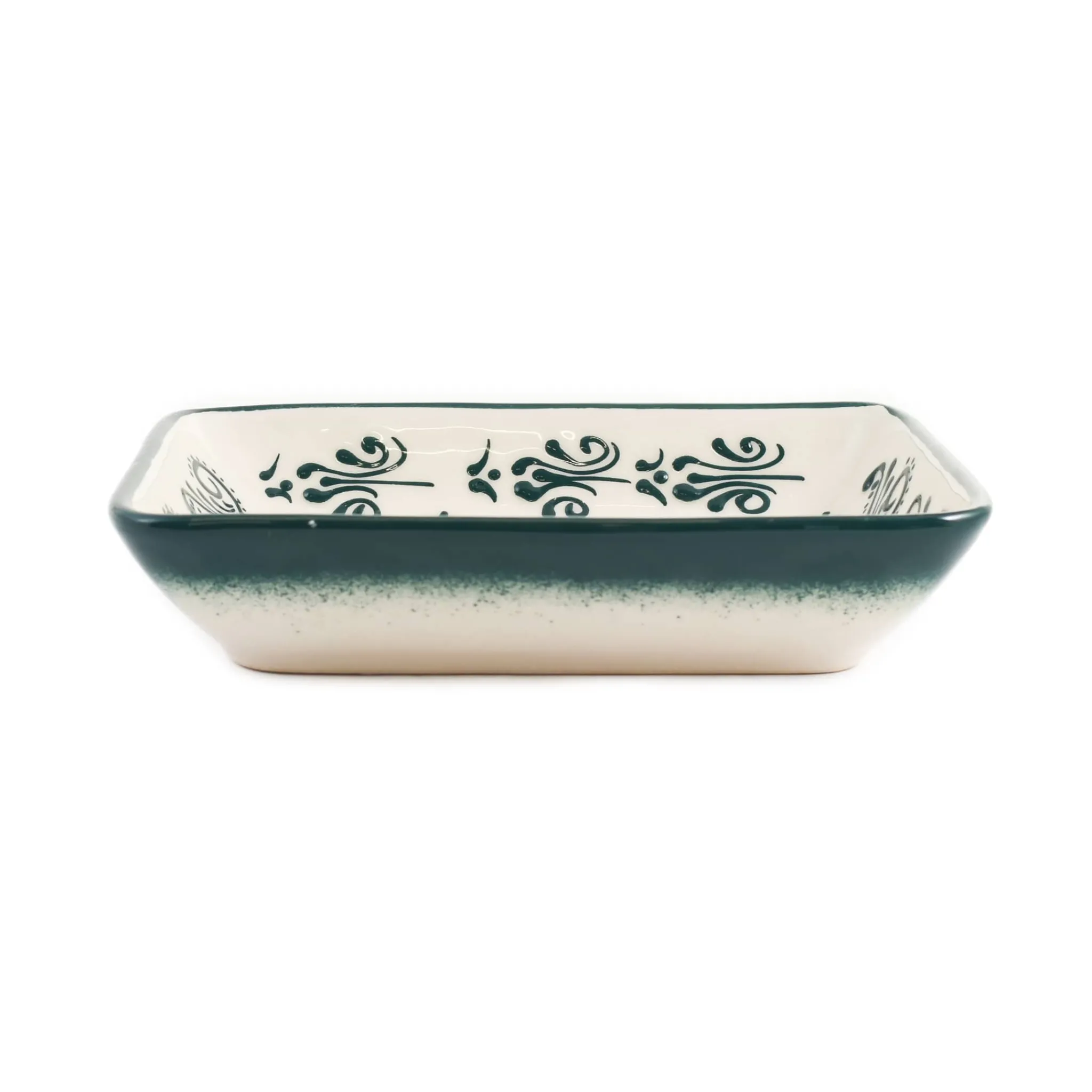 El Boyali Seramikler Yesil Ve Beyaz Boyali Rectangular Serving Dish, 18x13cm Best