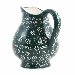 El Boyali Seramikler Yesil Ve Beyaz Boyali Round Jug, 2 Litre Online