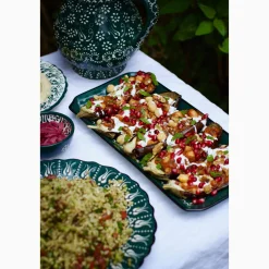 El Boyali Seramikler Yesil Ve Beyaz Boyali Serving Tray, 34x16.5cm Online