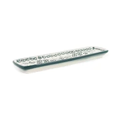 El Boyali Seramikler Yesil Ve Beyaz Boyali Serving Tray, 26.5x8cm