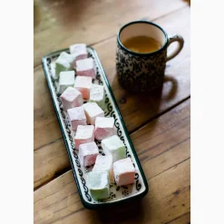 El Boyali Seramikler Yesil Ve Beyaz Boyali Serving Tray, 26.5x8cm