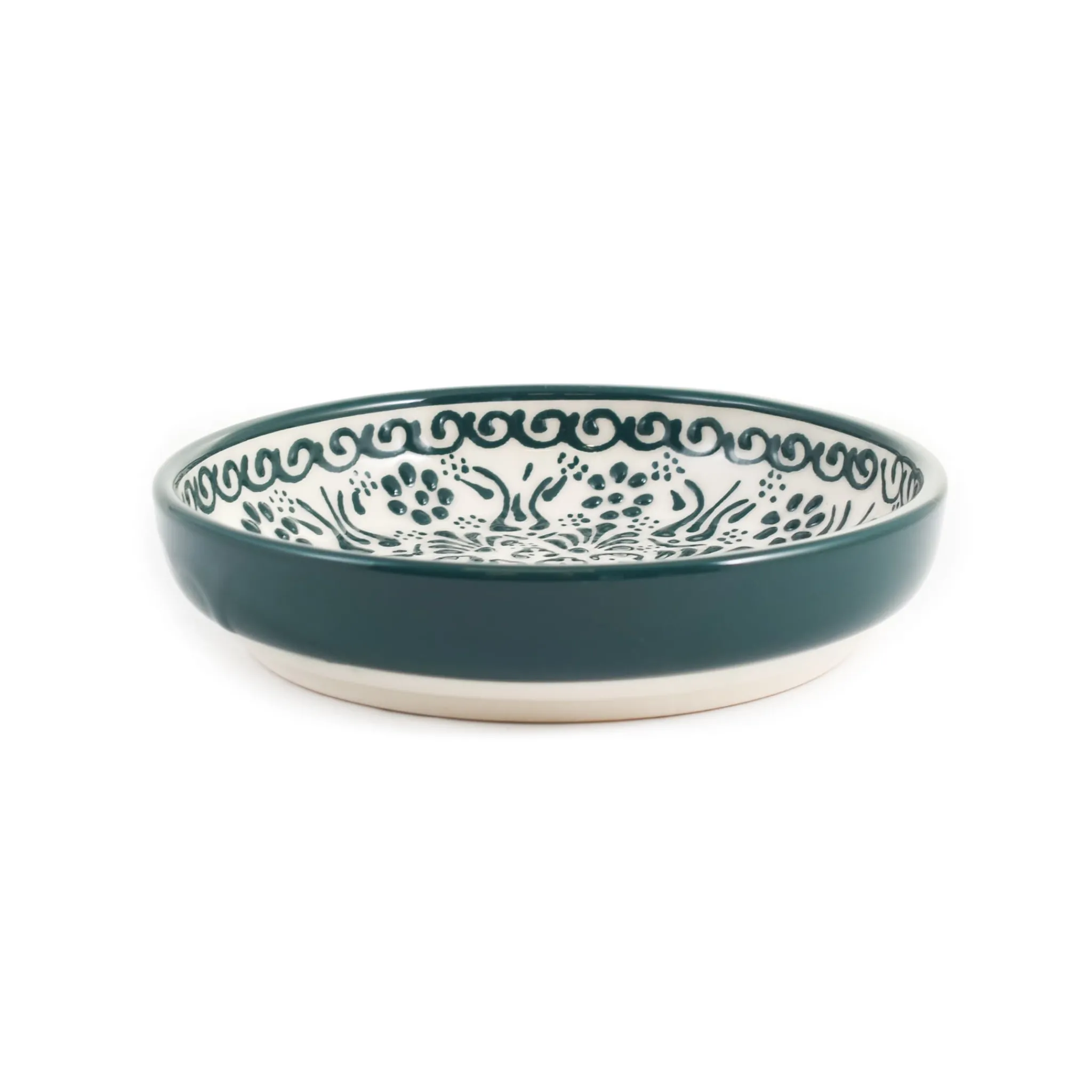 El Boyali Seramikler Yesil Ve Beyaz Boyali Shallow Bowl, 16cm Best