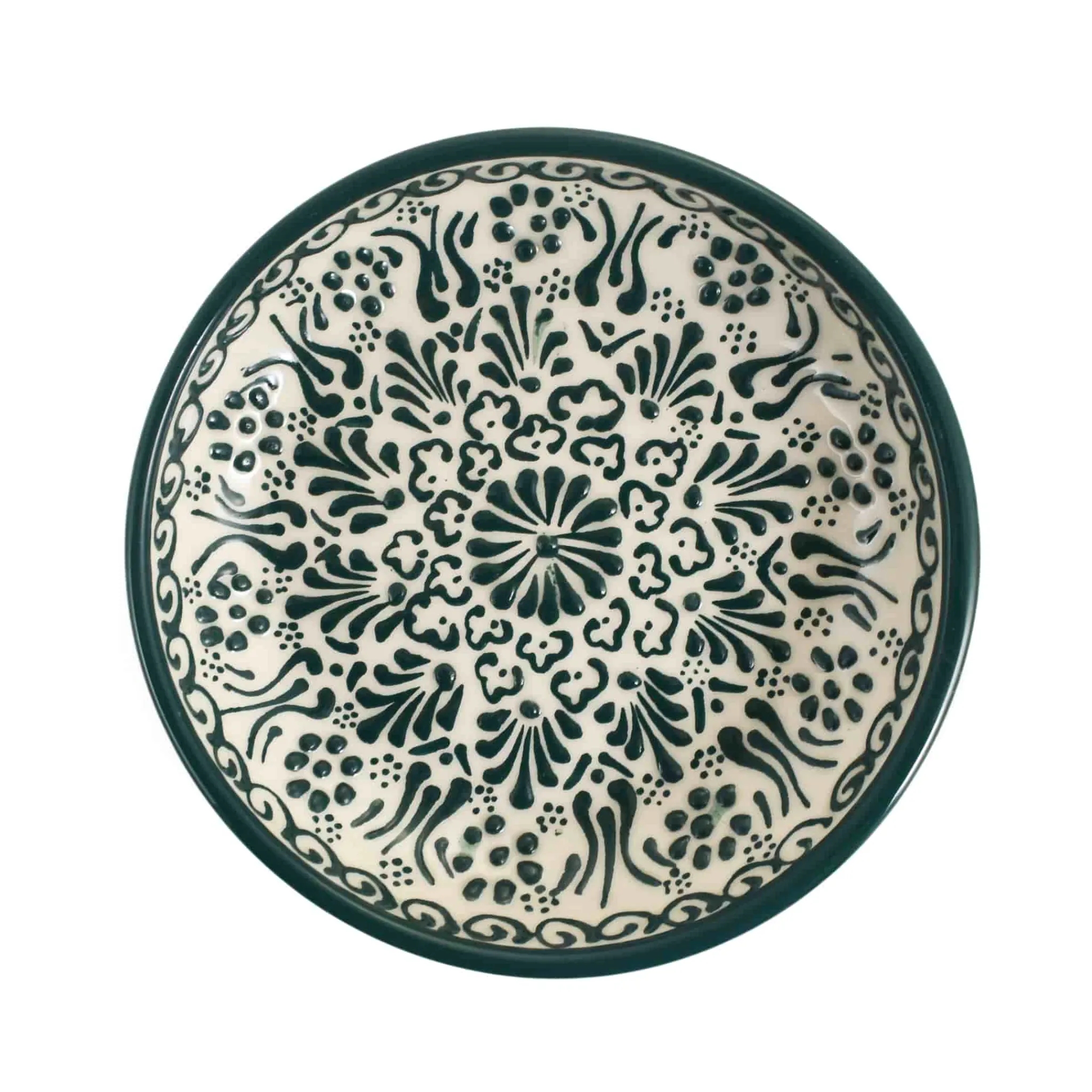 El Boyali Seramikler Yesil Ve Beyaz Boyali Shallow Bowl, 16cm Best