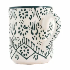 El Boyali Seramikler Yesil Ve Beyaz Boyali Straight Mug, 325ml Online